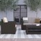 Flash Furniture 4 Piece Chocolate Brown Outdoor Faux Rattan Set DAD-SF-112T-CBN-GG - alternate 2